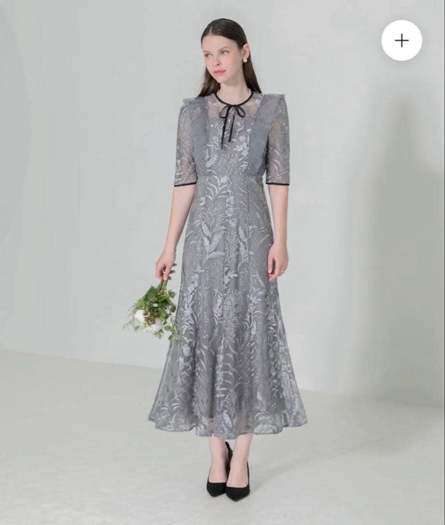 laja レースパイピングフリルマーメイドワンピースドレス