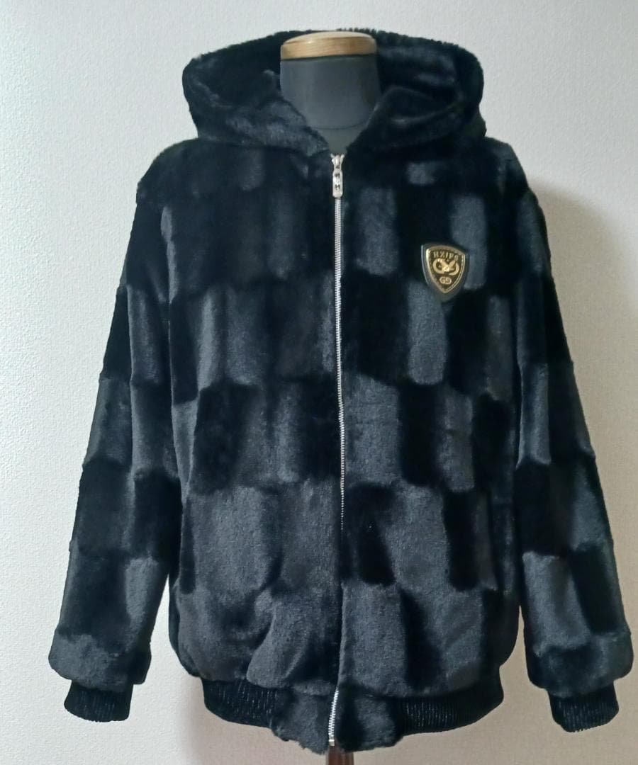 イタリア製 ミンク ＆ カシミヤ混 パカーフード付き 毛皮 防寒 日本サイズLL