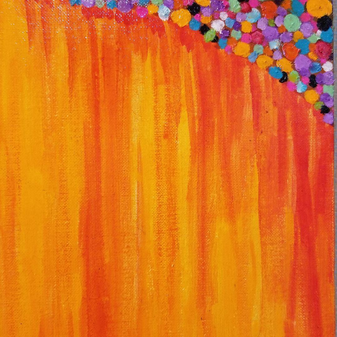 油絵　花びらたち　抽象画