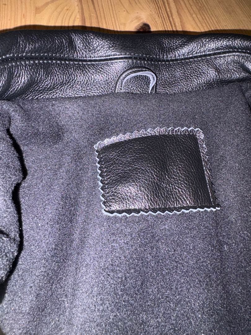 襟付き　シングルライダース　美品　XL シープスキン　裏フリース　ロンジャン