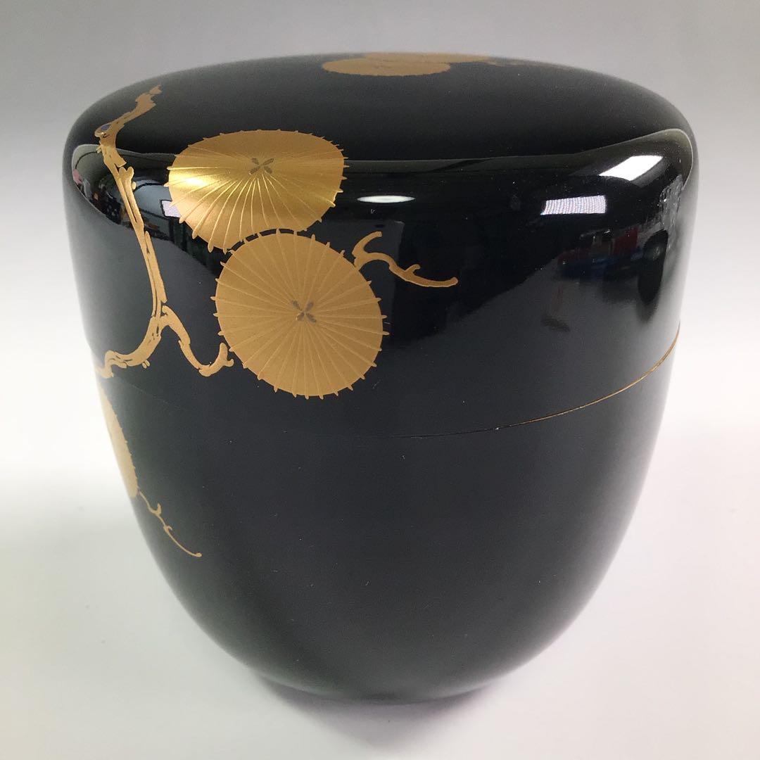 Ｒ３２８　棗　『蒔絵師　西條一斎作』『唐松蒔絵』『大棗』　共箱　茶道具