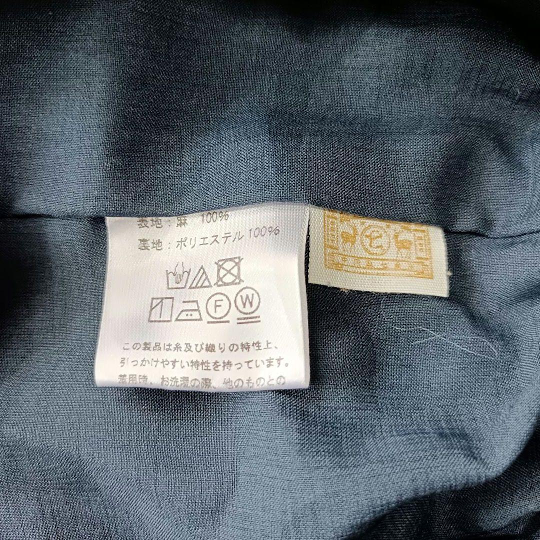 中川政七商店 麻のかや織 キュロットパンツ 紺色 フリー ゴムウエスト