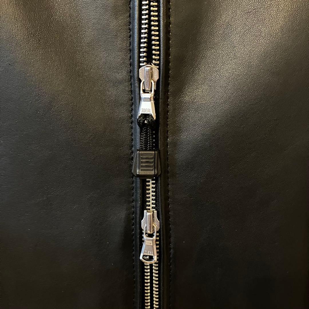 BEAUTY & YOUTH シングル ライダース・ジャケット（羊革、ブラック）