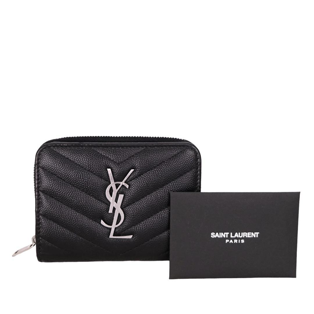 本物 良品 ■サンローラン パリ■Vステッチ マトラッセ カサンドラ 財布