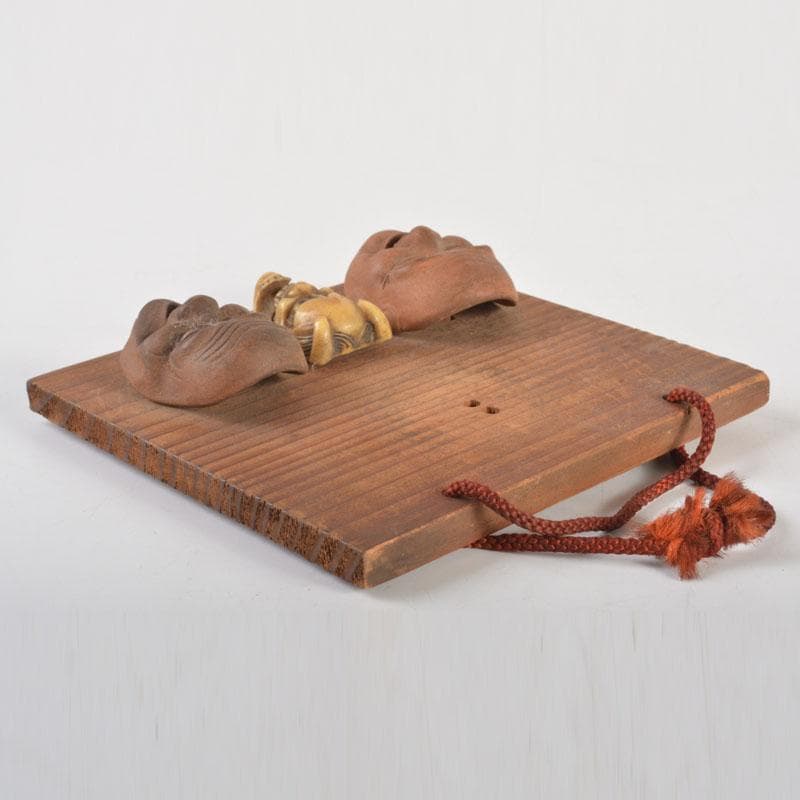 時代提げ物　朱泥　獣骨　面根付　在銘あり　7点まとめて　C　6714