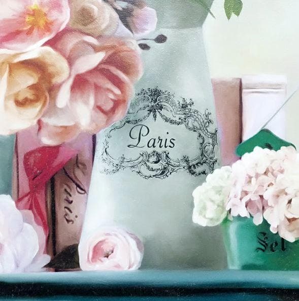 イタリア 額絵 アートフレーム ローズ 油絵風加工 FAL-4362W