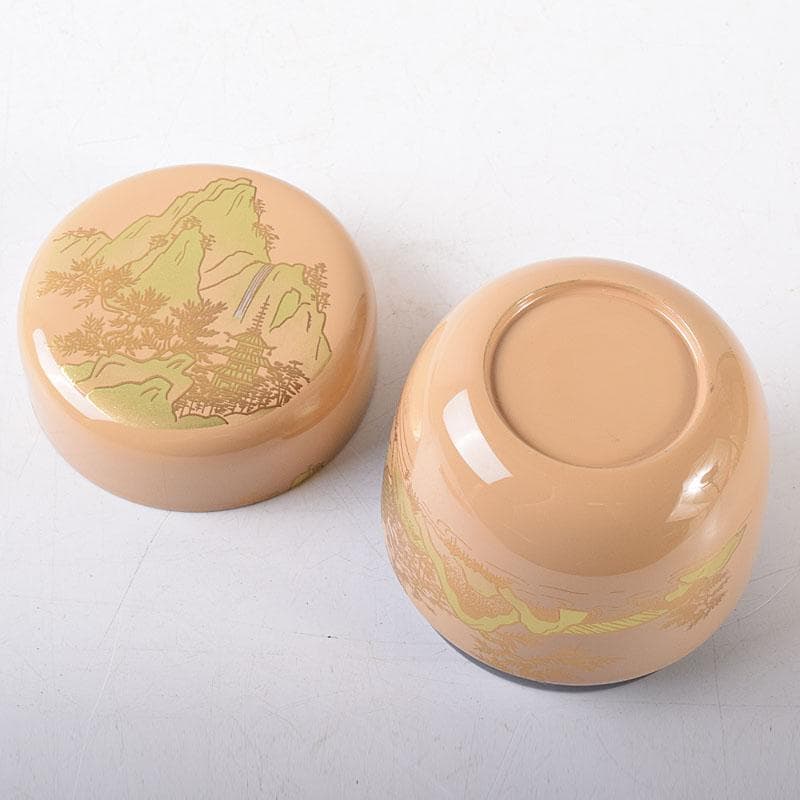 2216 中村宗哲作白漆　山水蒔絵　中棗　共布　鵬雲斎極め箱　MR8145