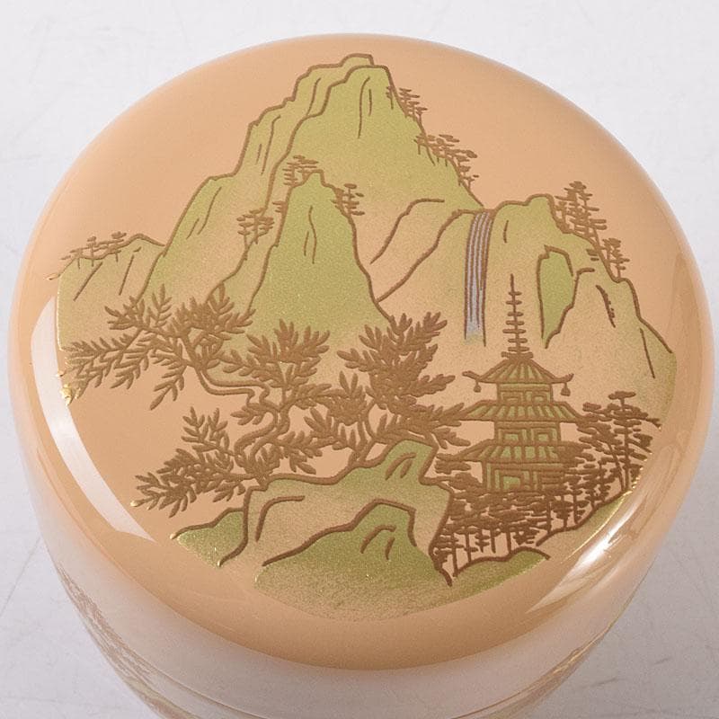 2216 中村宗哲作白漆　山水蒔絵　中棗　共布　鵬雲斎極め箱　MR8145