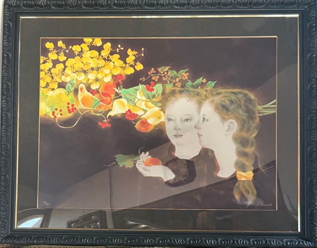 【真作】山下保子「からすうり」保証書付き 女流人気画家 日展会員