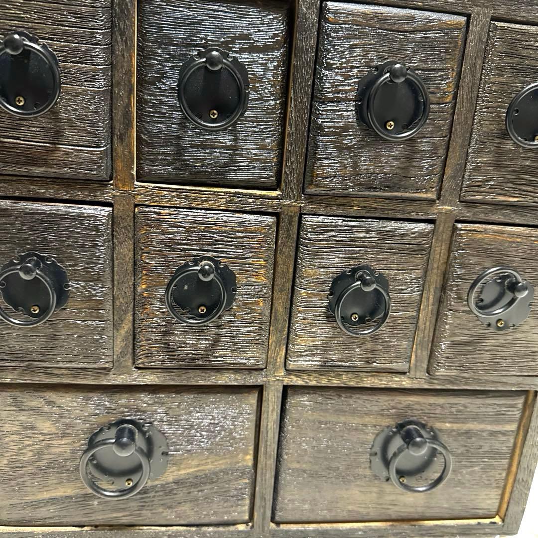 薬箪笥 薬草棚 小物入れ 収納ボックス 古道具 引き出し棚　昭和レトロ