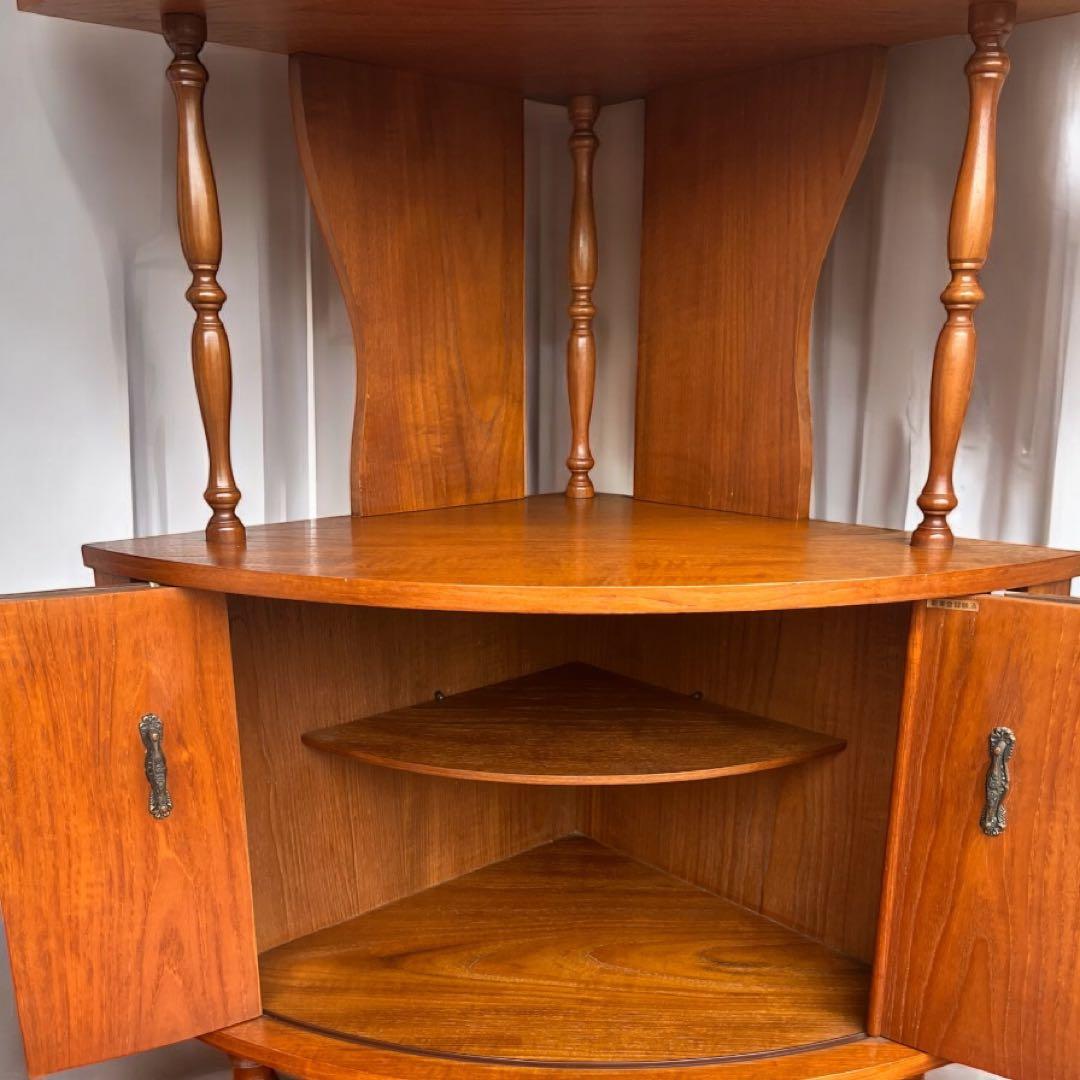 昭和レトロ ミッドセンチュリー 木製コーナーラック 飾り棚 サイドボード