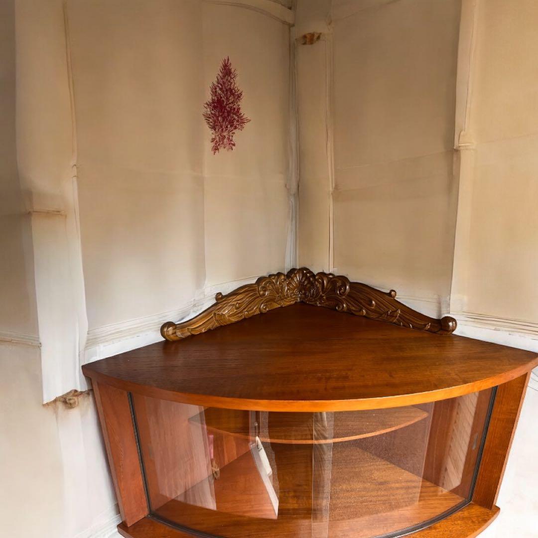 昭和レトロ ミッドセンチュリー 木製コーナーラック 飾り棚 サイドボード