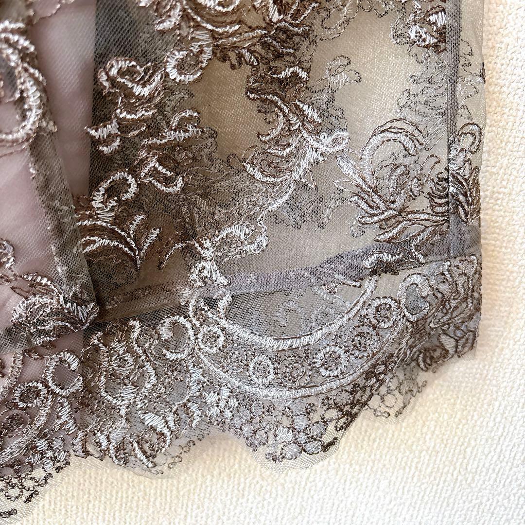 新作✨新品 リルアー ペイズリーパターンドレス 刺繍 レース 結婚式 グレー M