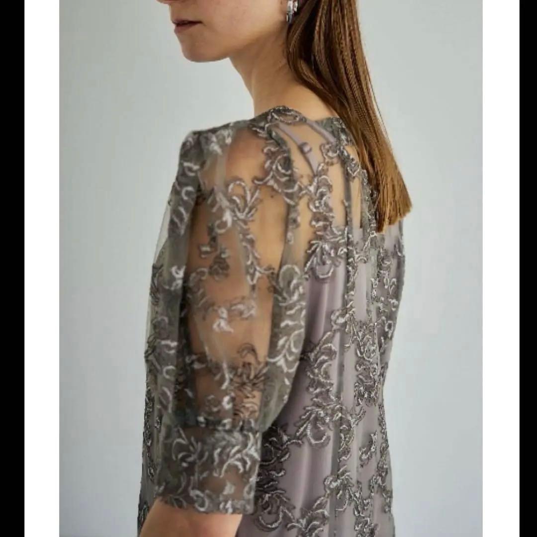 新作✨新品 リルアー ペイズリーパターンドレス 刺繍 レース 結婚式 グレー M