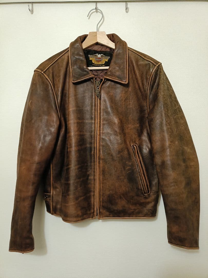 HARLEY-DAVIDSON ブラウンレザージャケット S ライダースアメカジ
