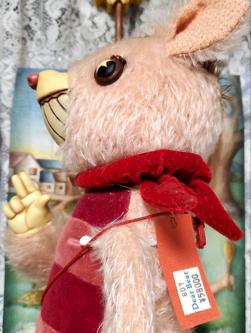 2001年制作?大塚勝俊作家ハンドメイド1点ものファニーなピンクの足長テディベア