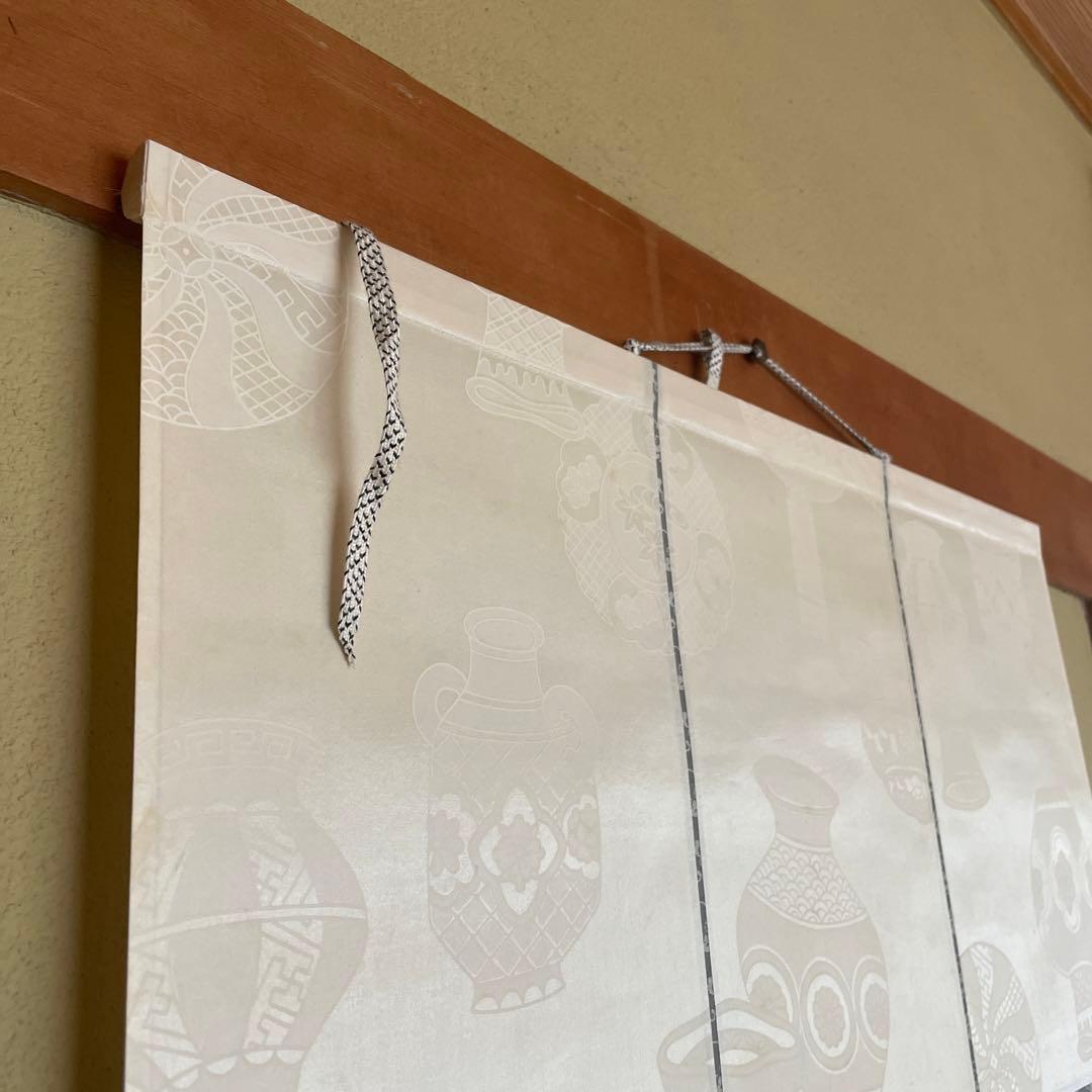 蛙戯画図　水墨画　巻物　掛軸