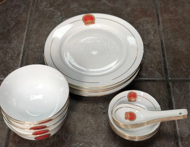 景徳鎮陶器研究所製作 7501マオ磁器毛沢東 専用食器 4点4セット