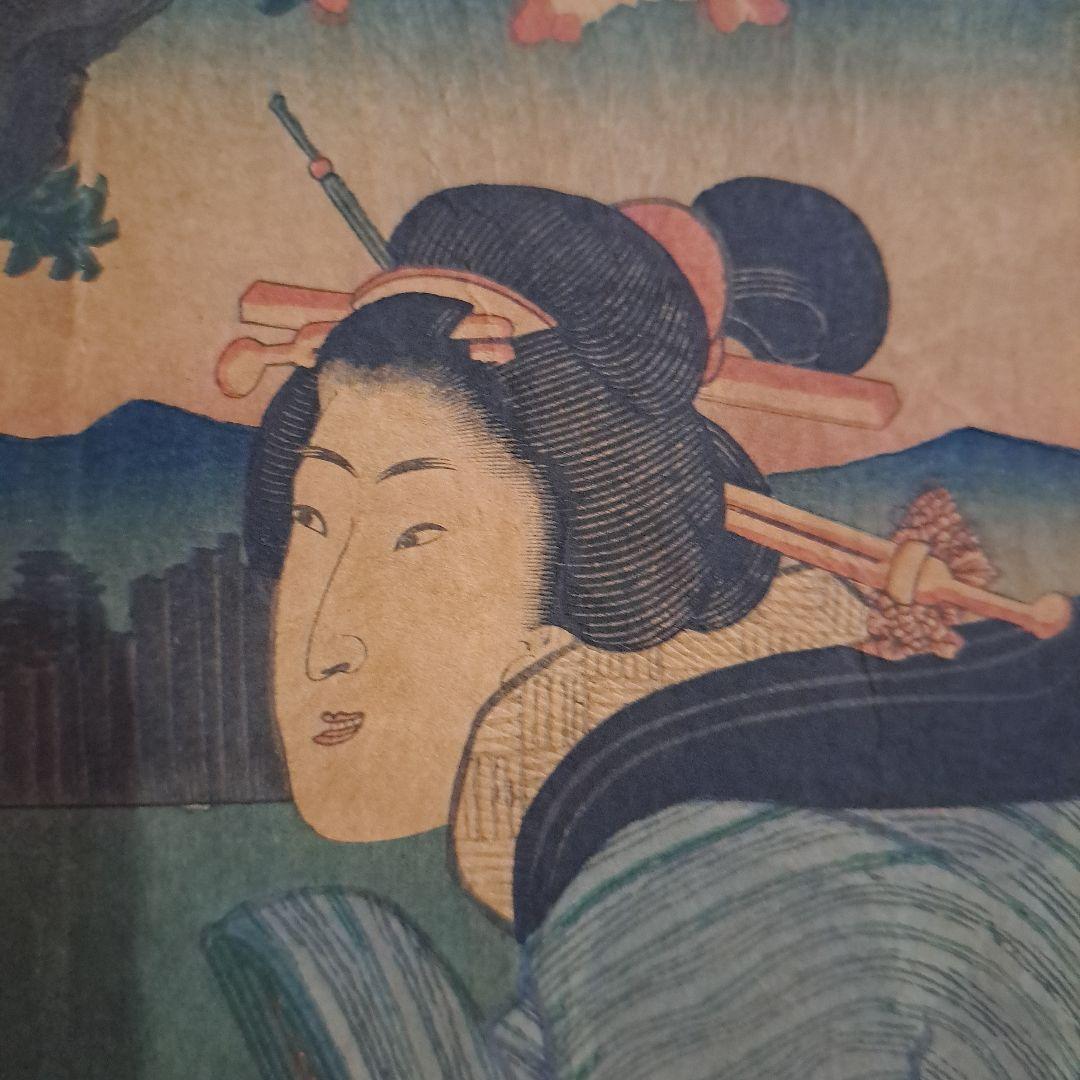 江戸中　東都名所　隅田川　歌川芳員　一枚　1852年　希少　浮世絵版画