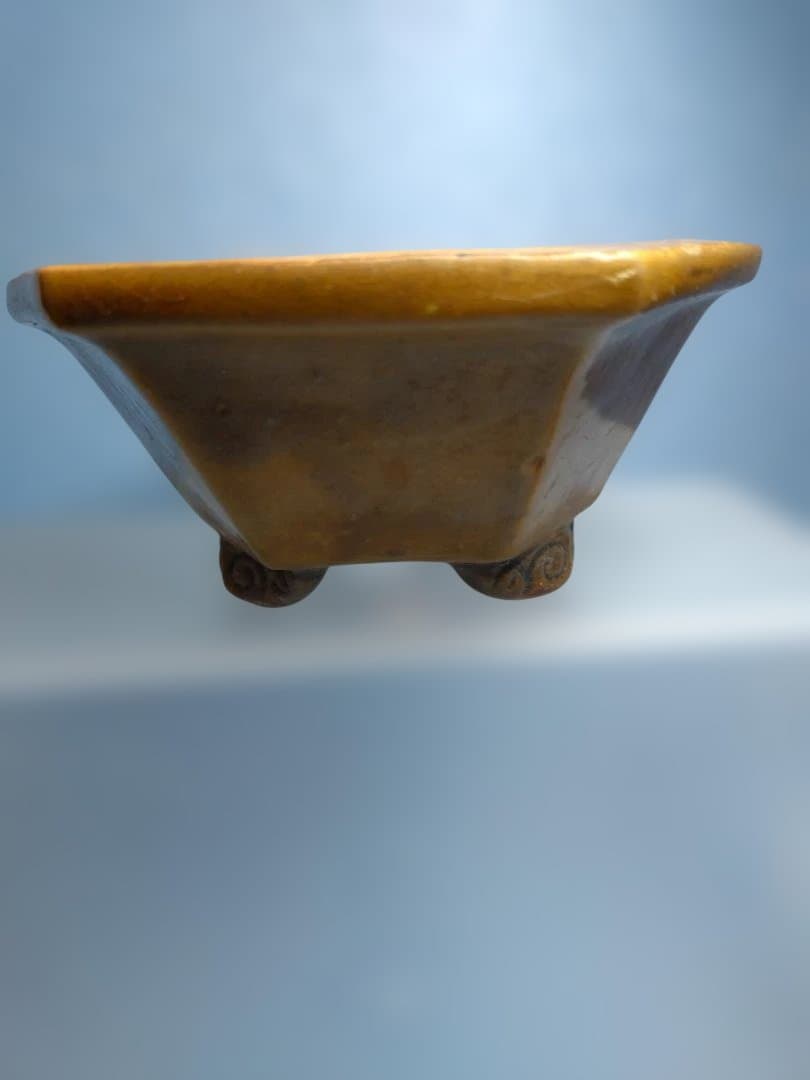 装飾的な六角形陶器器、年代物盆栽鉢