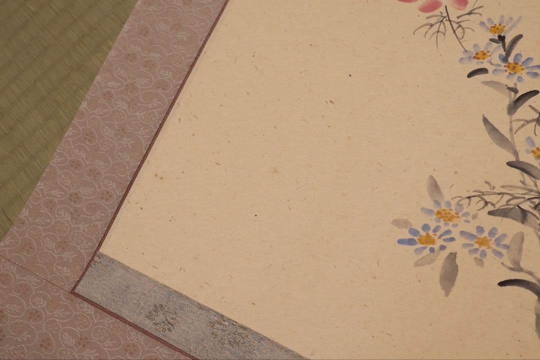 【真作】日本画 浜田松陽「芭蕉四季俳画」紙本 掛軸 四幅対 草花 MA874