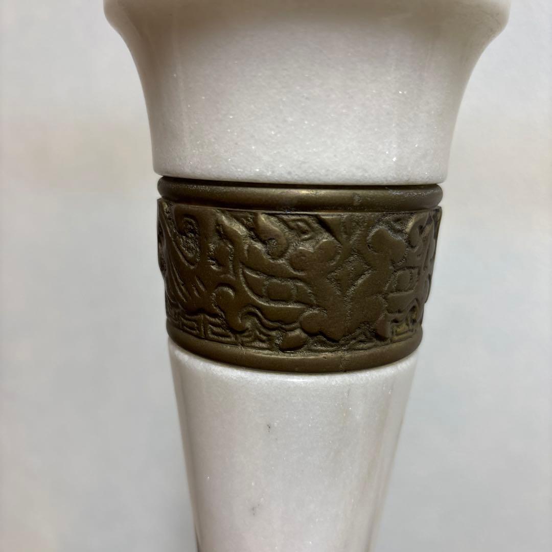 アンティークランプミルク色真鍮大理石