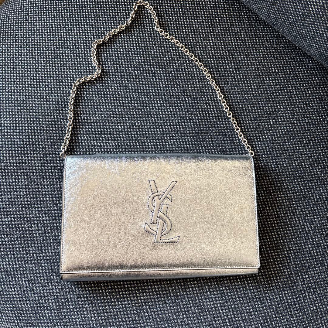 YSL シルバー クラッチバッグ