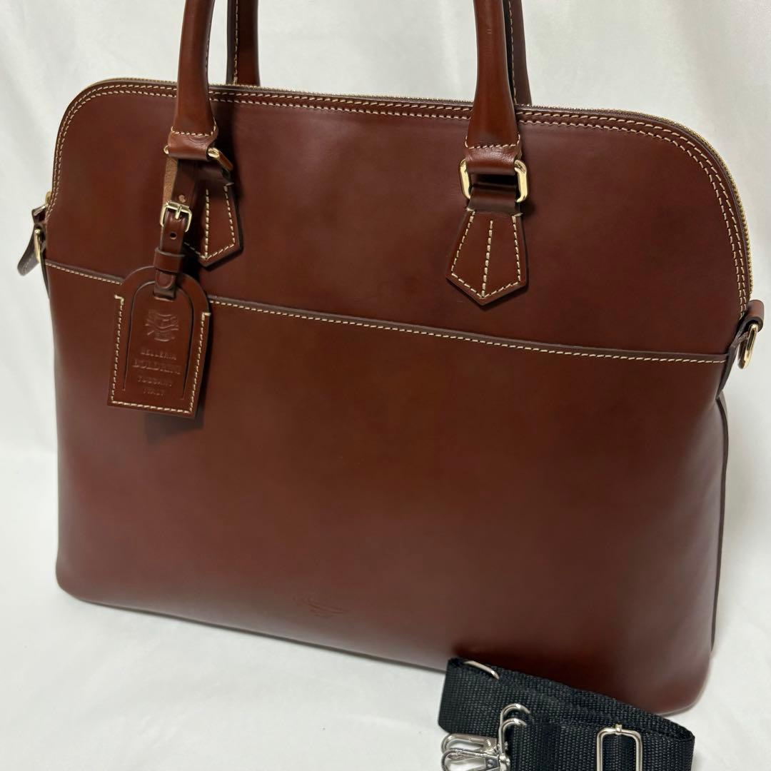 美品 SHIPS別注 ボルドリーニ セレリア 2way ビジネスバッグ A4 茶