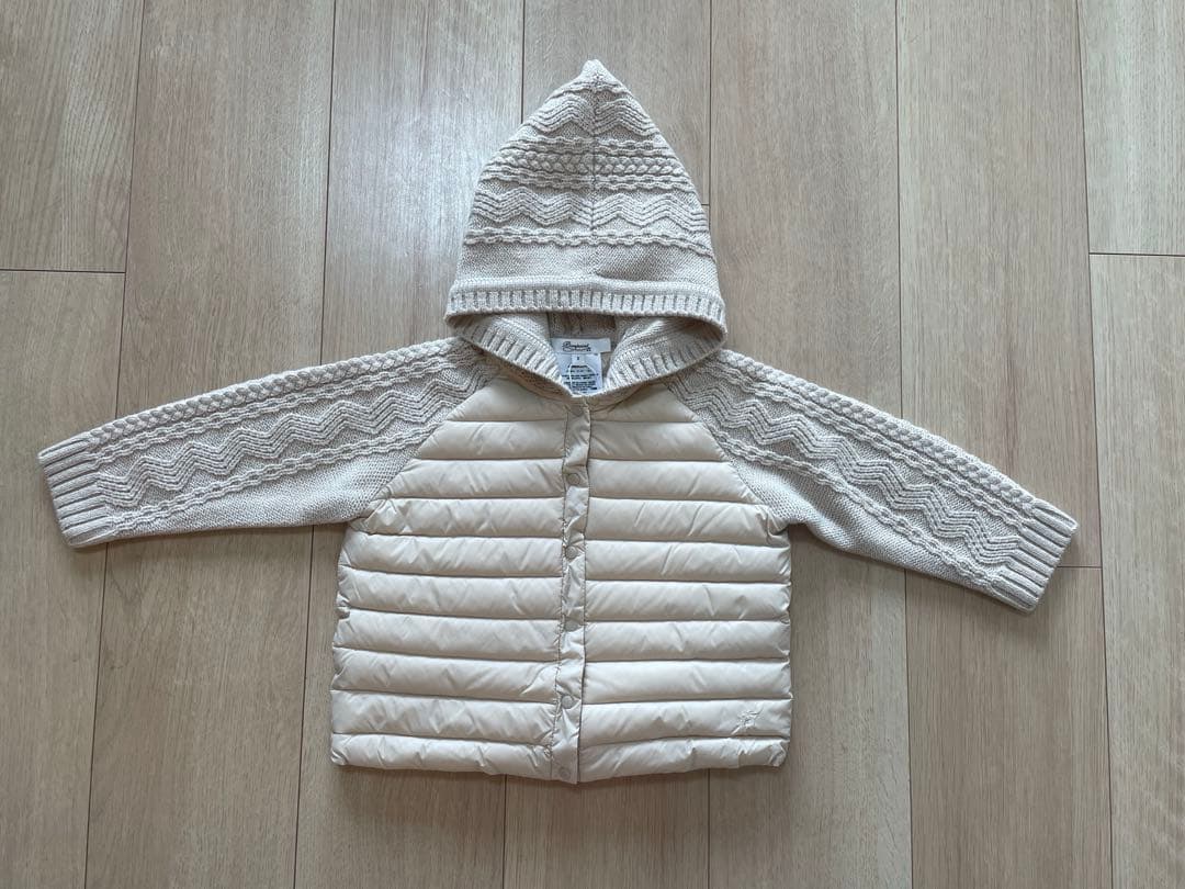 Bonpoint フード付きアウター ダウン ベージュ サイズ2