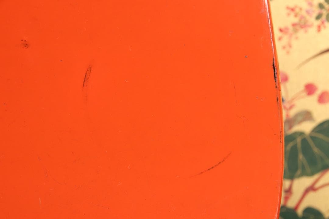 仏教美術 時代物　朱塗　真鍮金具飾付　春日卓　巾34.2㎝　BE787