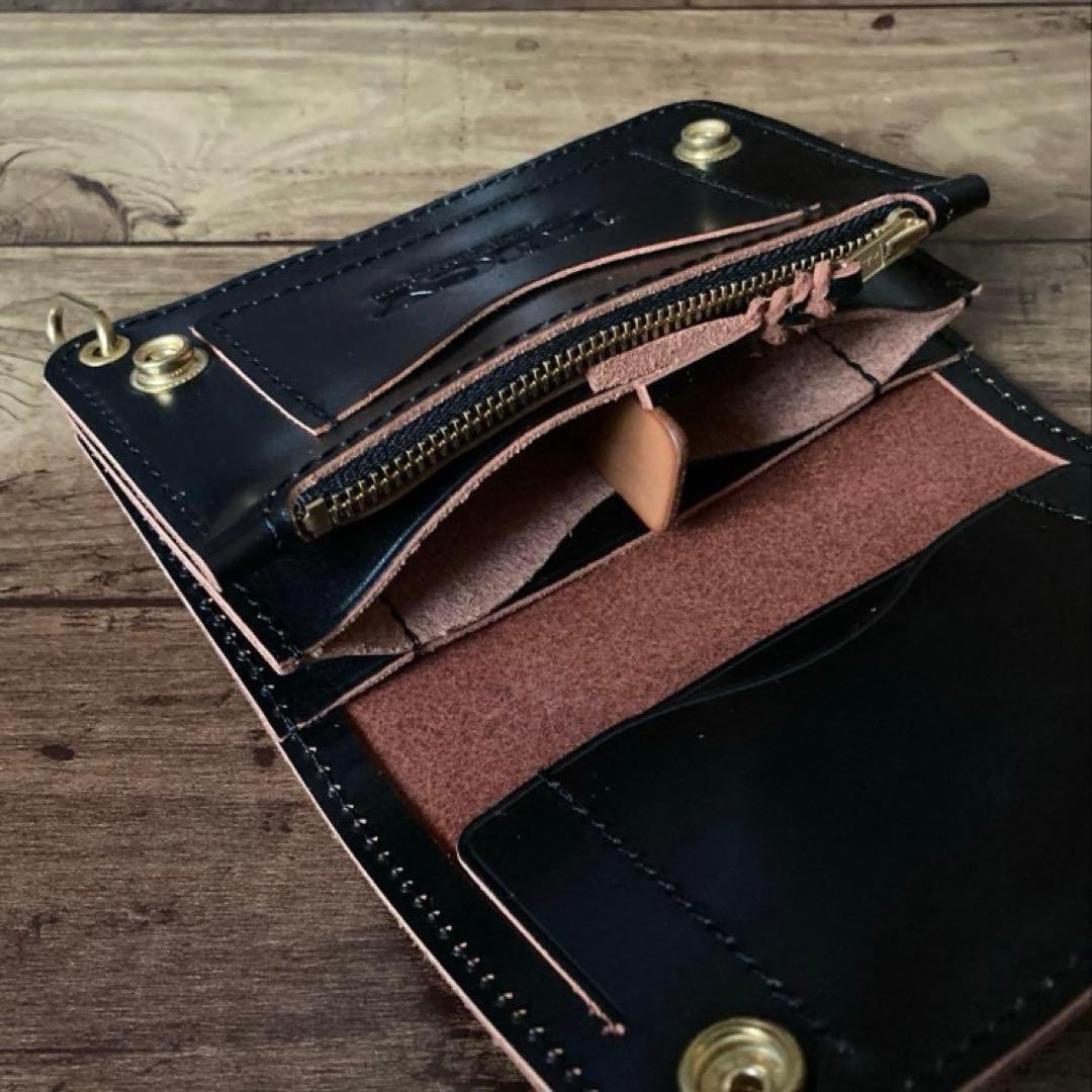 【ko-ki】ミドルトラッカーウォレット茶芯ブラック【お札を折らずに収納】