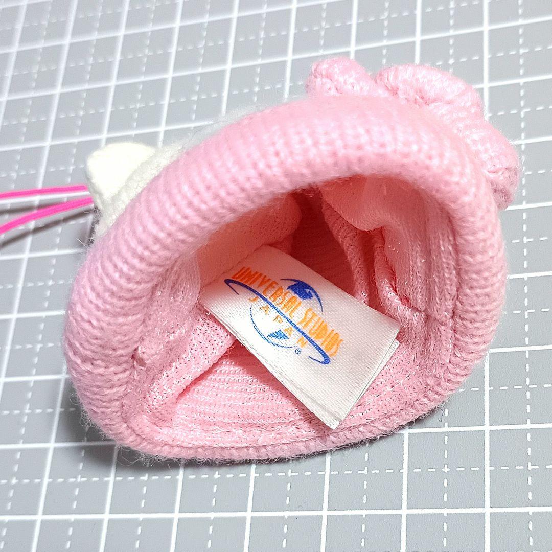 USJ　日本限定　レトロ　ハローキティ　耳付き帽子　ストラップ　ミニ　ニット