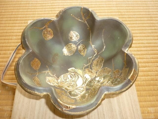 極希少 美品 明治33年◆オールドノリタケ 金盛りジュール盛薔薇装飾三つ脚 大鉢