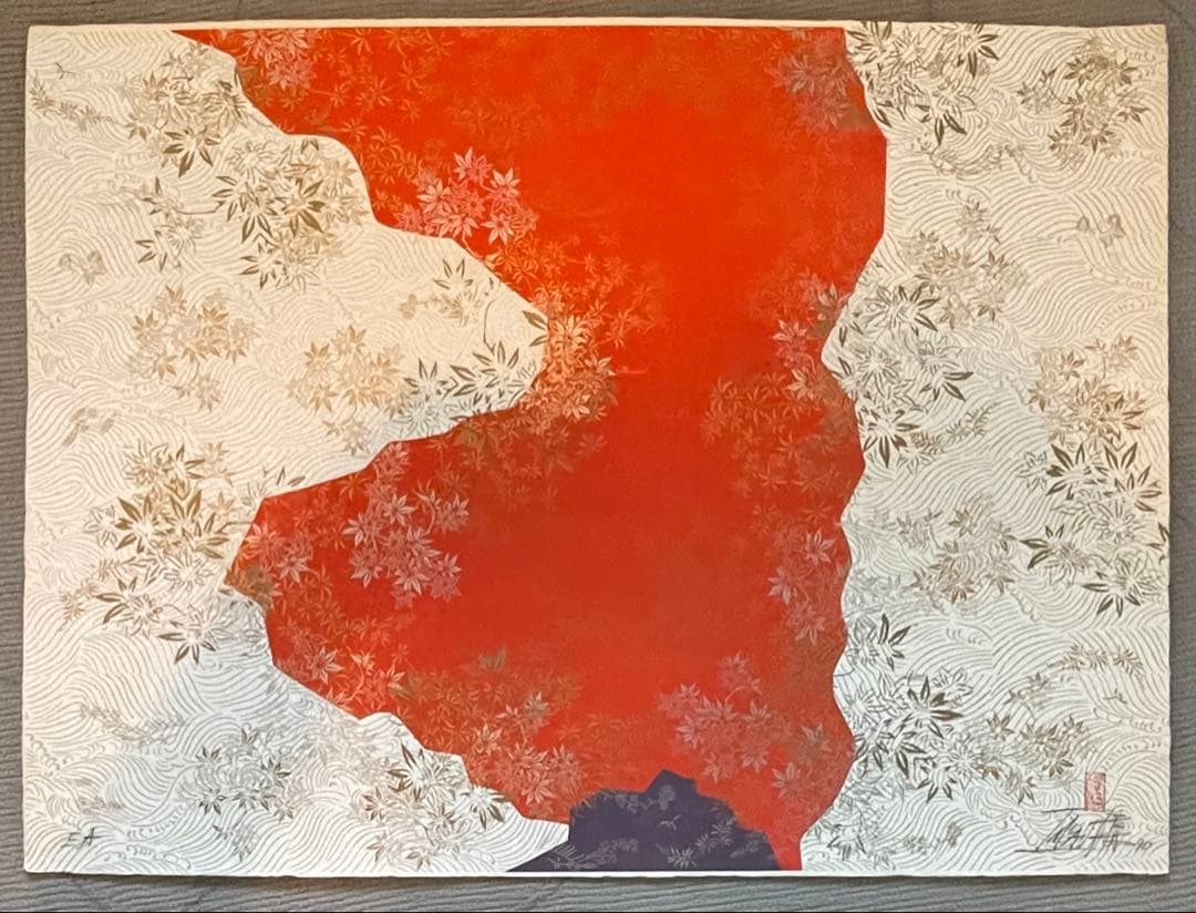今井俊満　花鳥風月　竜田川　シルクスクリーン