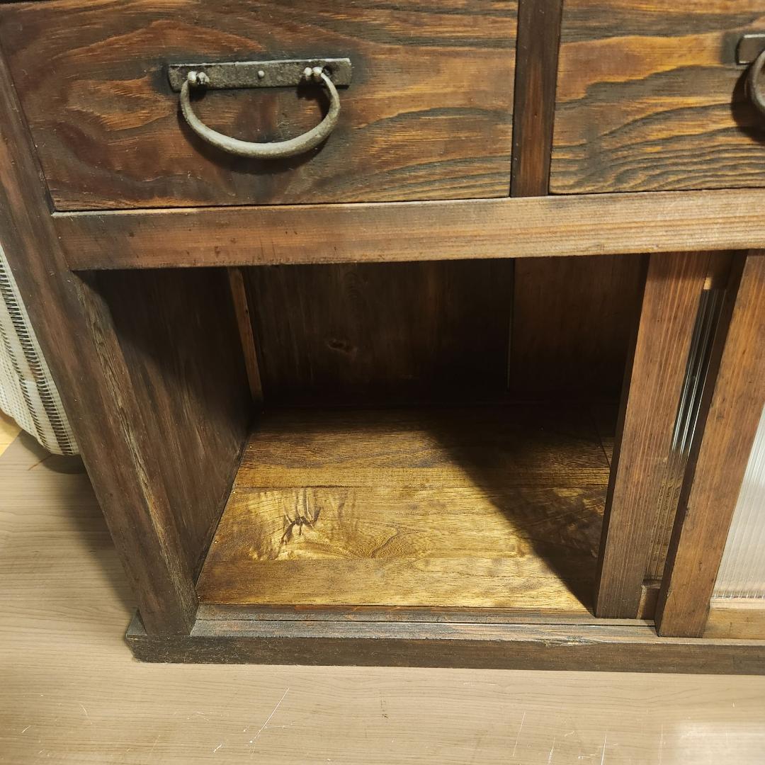 昭和レトロ 水屋箪笥 飾り棚 古家具 木製キャビネット 食器棚 時代箪笥