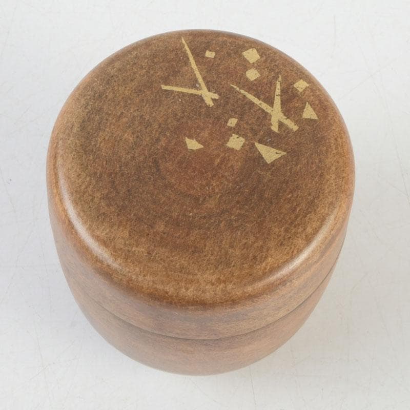 茶道具　蒔絵師　中林貴山作　金箔散　和紙貼　中棗　共箱　V　9764