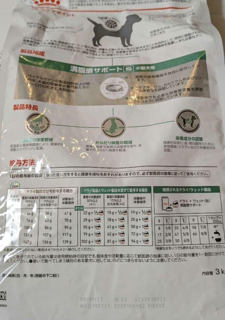 2袋セット　ロイヤルカナン　 満腹感サポート 小型犬用 3kg