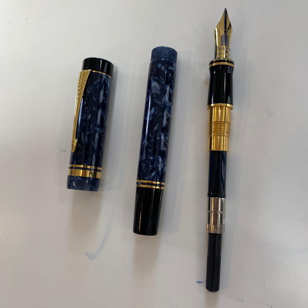 パーカー万年筆 デュオフォールド ブルーマーブル　ペン先18金750F