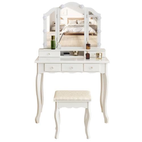 ドreneサー 化妆台 テーブル 镜台 raito付き 3色LED 女优ミラー