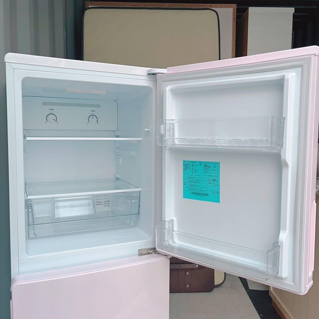 取付無料！高性能パステルピンクおしゃれデザインインテリア冷蔵庫！洗濯機