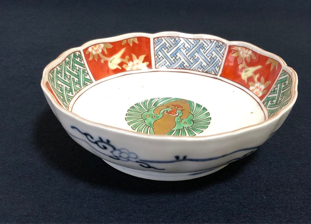 《R》伊万里 金彩 赤絵 孔雀 なます皿5客 膾皿　250925あ4