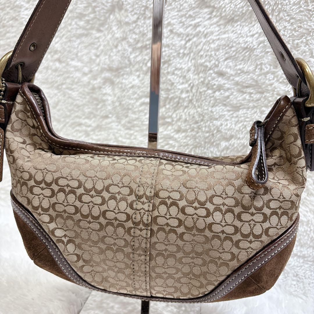 Coach ホーボー シグネチャー柄 ワン ショルダーバッグ ブラウン