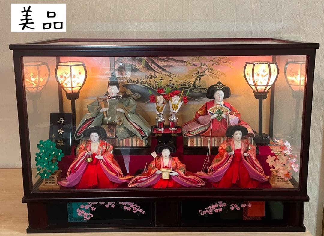 【美品】丹秀雛　極上特製三月雛人形 ケース付き　オルゴール人形小道具付き