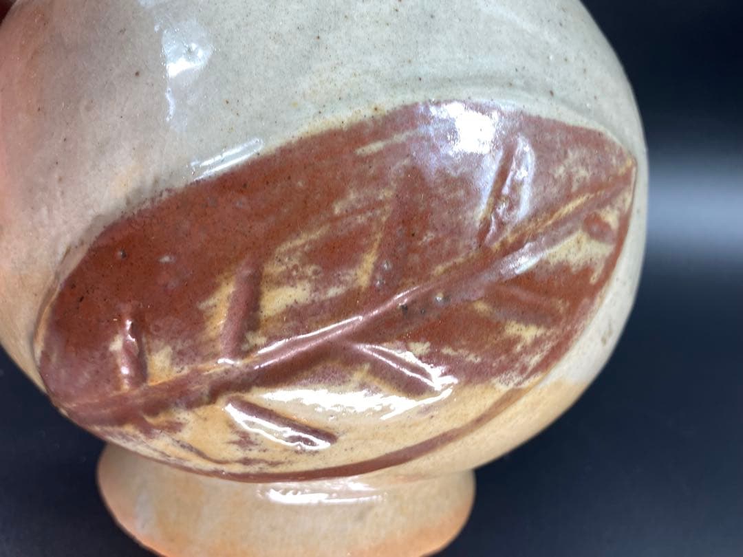 李朝 水滴 桃形 辰砂 骨董 古玩 古美術 時代物 高17.3cm