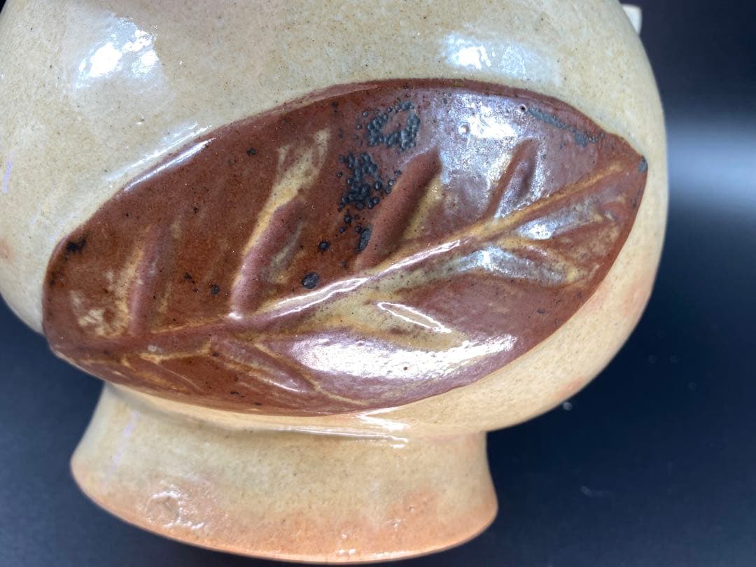 李朝 水滴 桃形 辰砂 骨董 古玩 古美術 時代物 高17.3cm