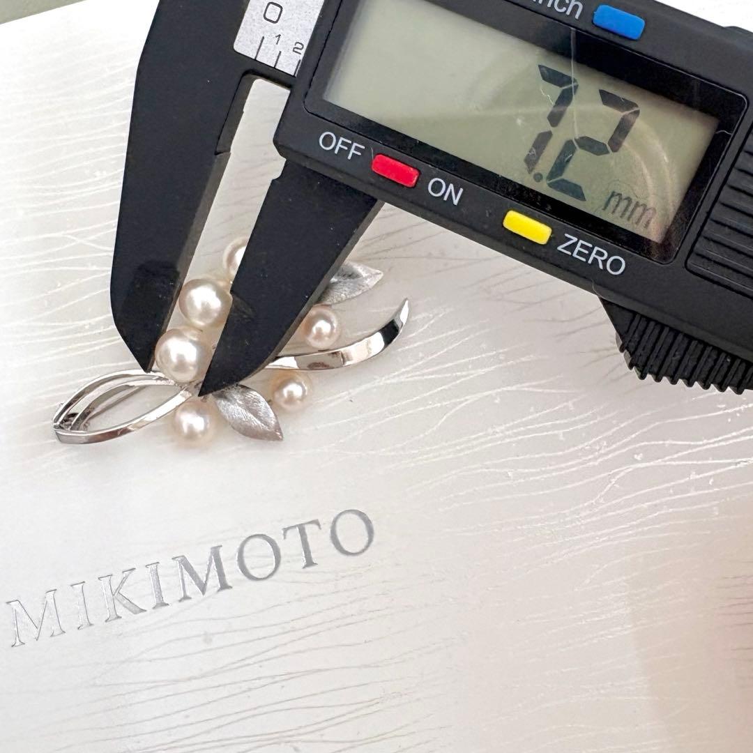 美品✨MIKIMOTO ブローチ あこや真珠 7珠 リーフM刻印 シルバー