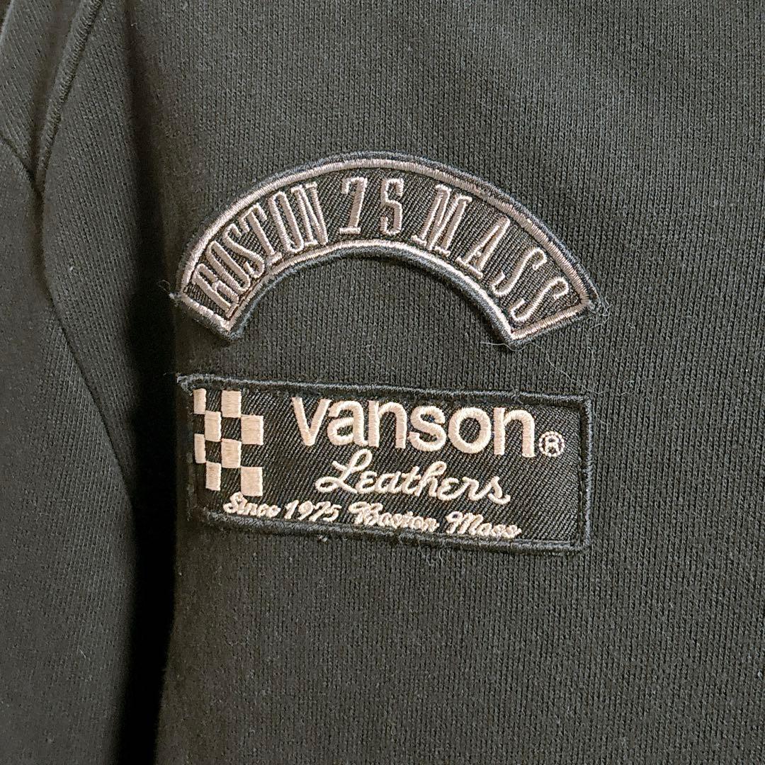 VANSON シングルライダースジャケット　ジップアップ　綿100 黒メンズL