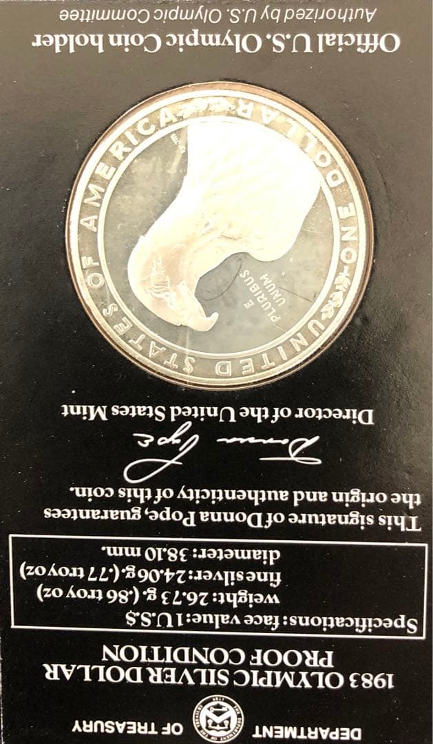 アメリカ　1983年　ロサンゼルスオリンピック ファインシルバー プルーフ銀貨