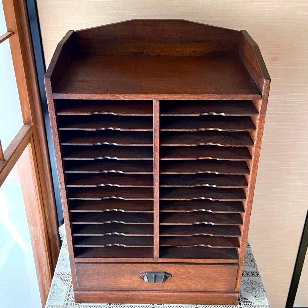 ビンテージ　古道具　木製　カルテ棚　書類棚　店舗什器　戸棚　箪笥　古民具
