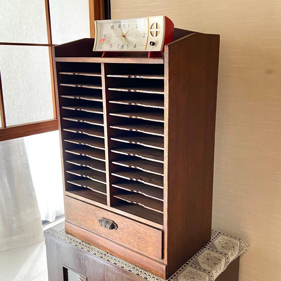 ビンテージ　古道具　木製　カルテ棚　書類棚　店舗什器　戸棚　箪笥　古民具